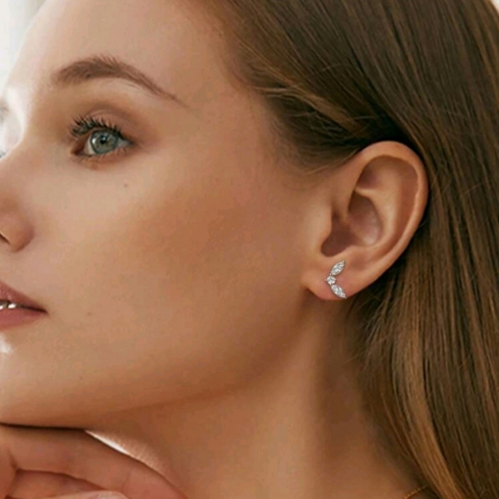 Moissanite Sterling Silver Stud Earrings NEW